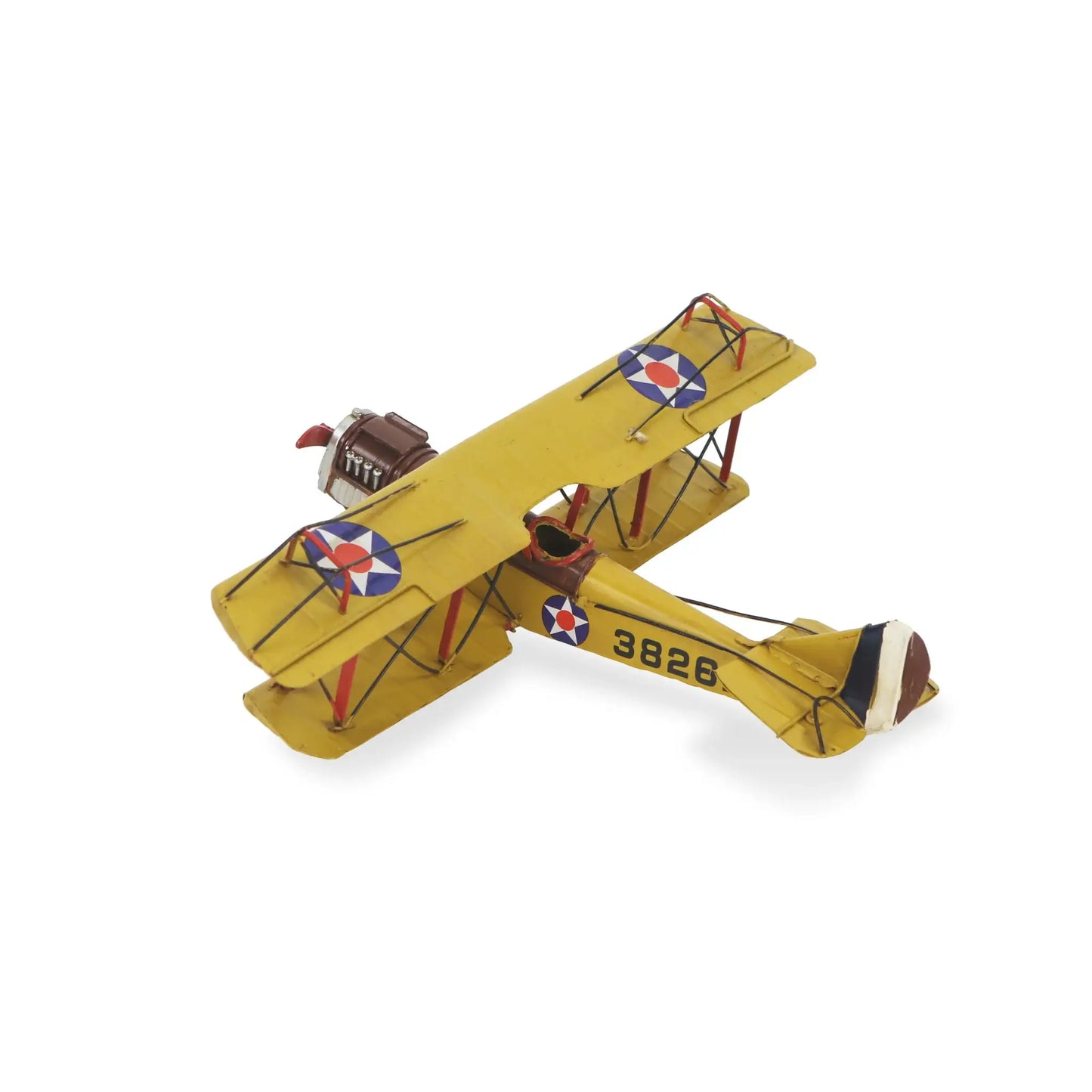 4" Yellow and Red Metal Hand Painted 1918 Yellow Curtiss JN-4 Model Airplane - Homeroots - Flyclothing LLC