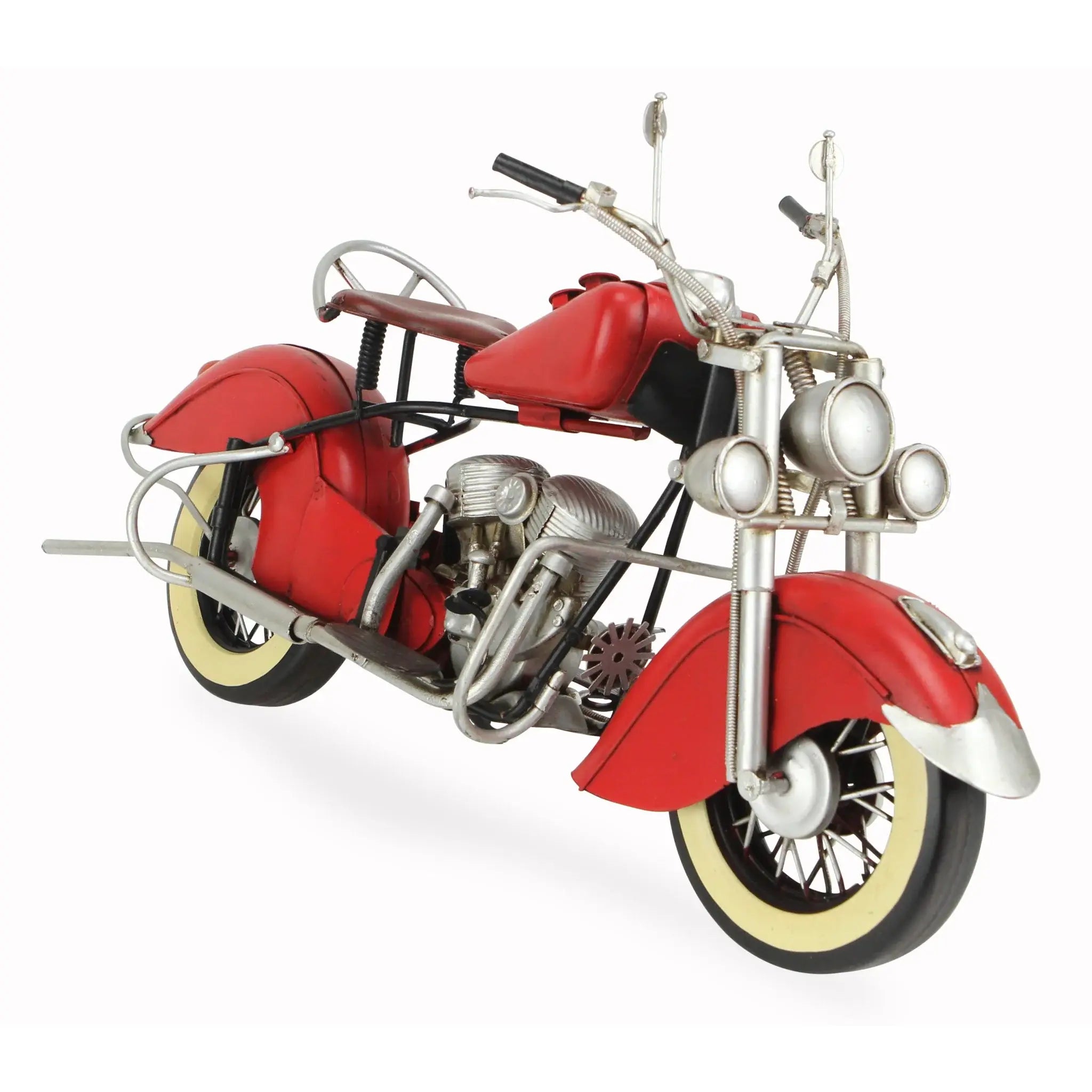 8" Red and Silver Metal Hand Painted Model Motorcycle - Homeroots - Flyclothing LLC