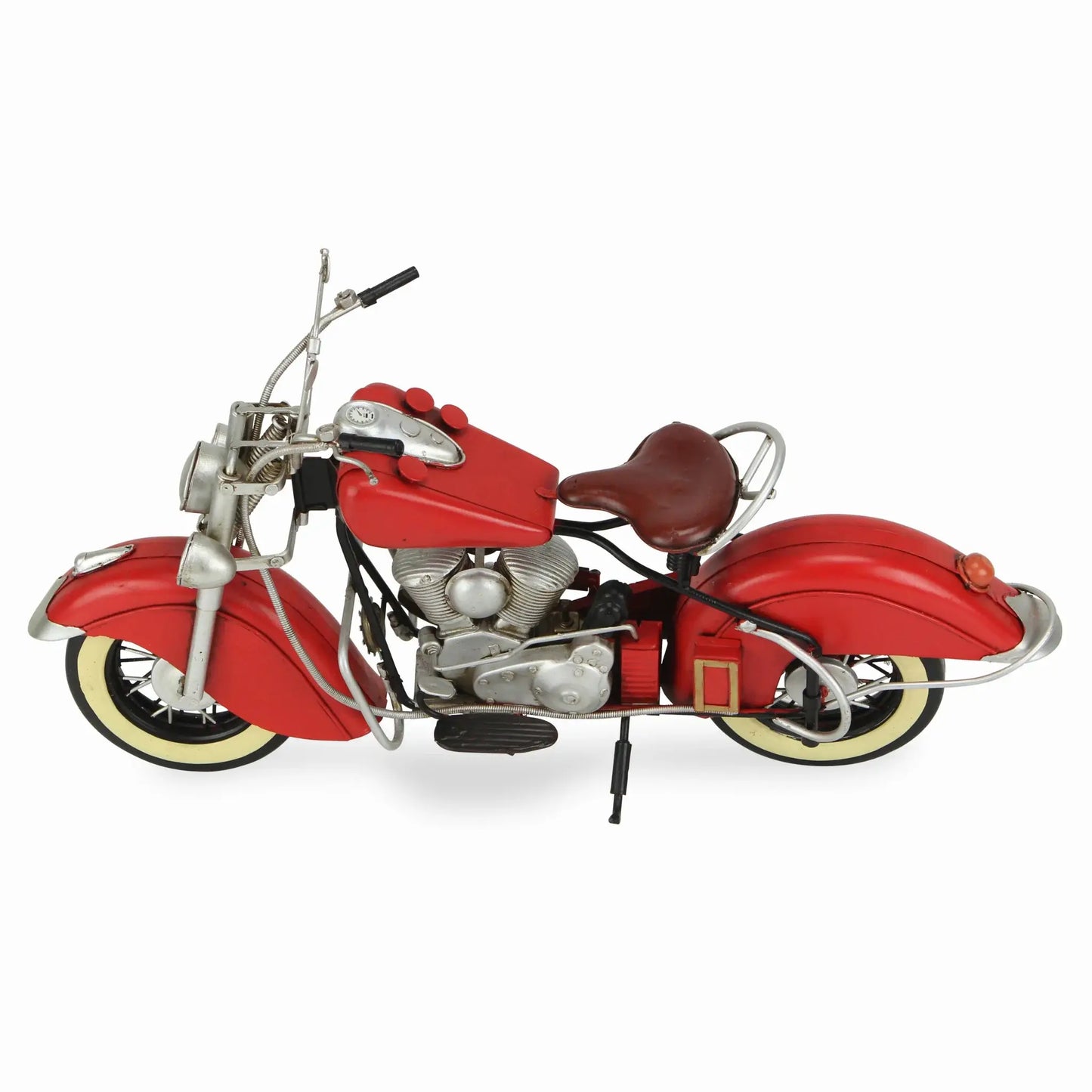 8" Red and Silver Metal Hand Painted Model Motorcycle - Homeroots - Flyclothing LLC