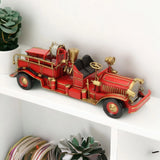 6" Red and Gold Metal Hand Painted Early 20th Century Red Fire Engine Model Car - Homeroots - Flyclothing LLC