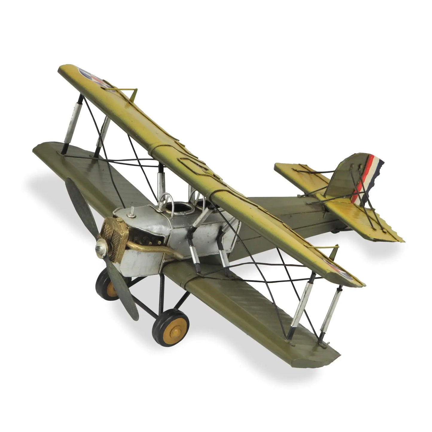 6" Yellow and Green Metal Hand Painted Model Airplane - Homeroots - Flyclothing LLC
