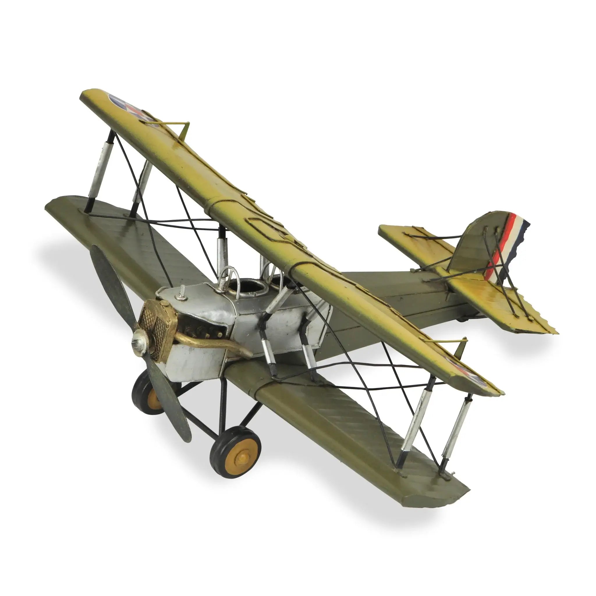 6" Yellow and Green Metal Hand Painted Model Airplane - Homeroots - Flyclothing LLC