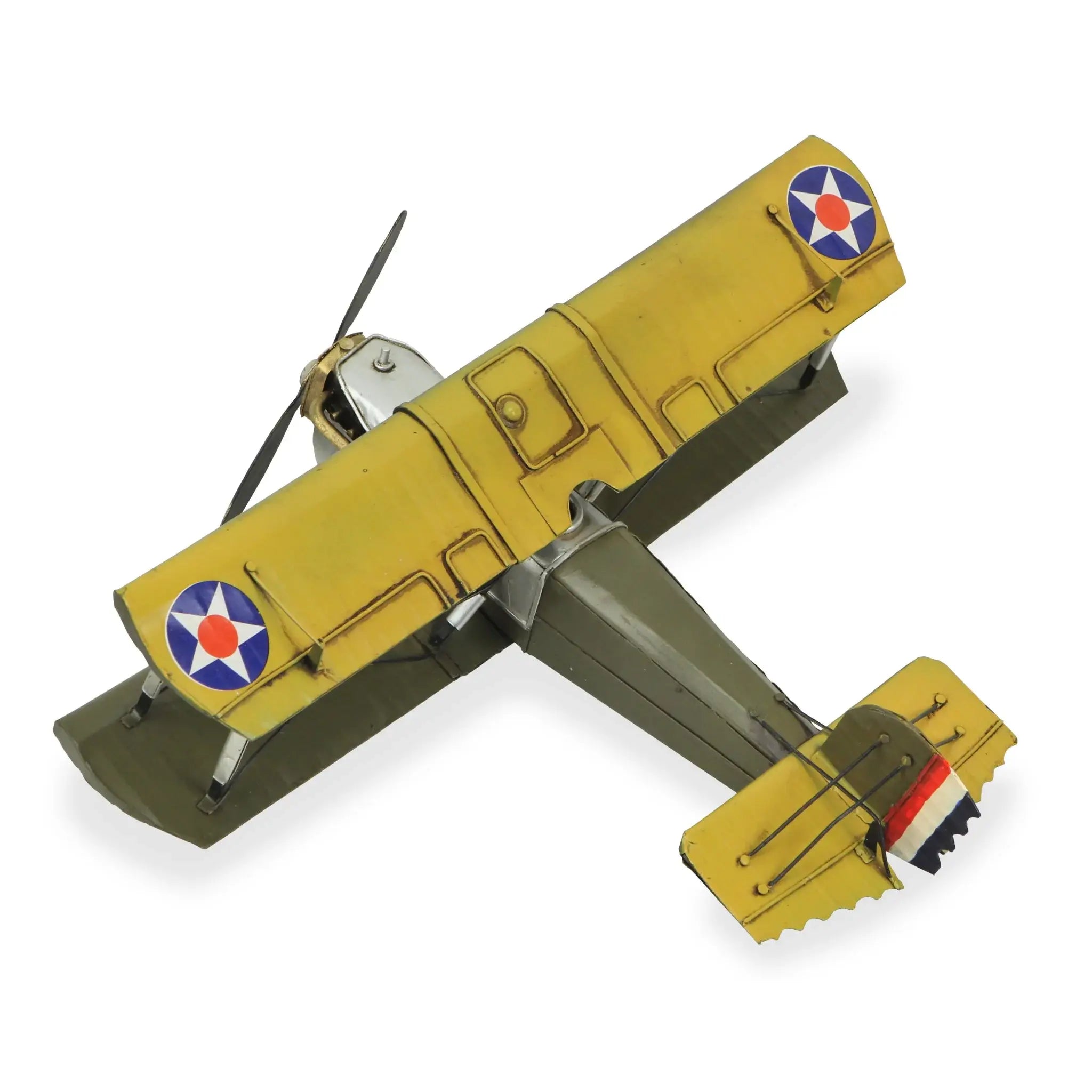 6" Yellow and Green Metal Hand Painted Model Airplane - Homeroots - Flyclothing LLC