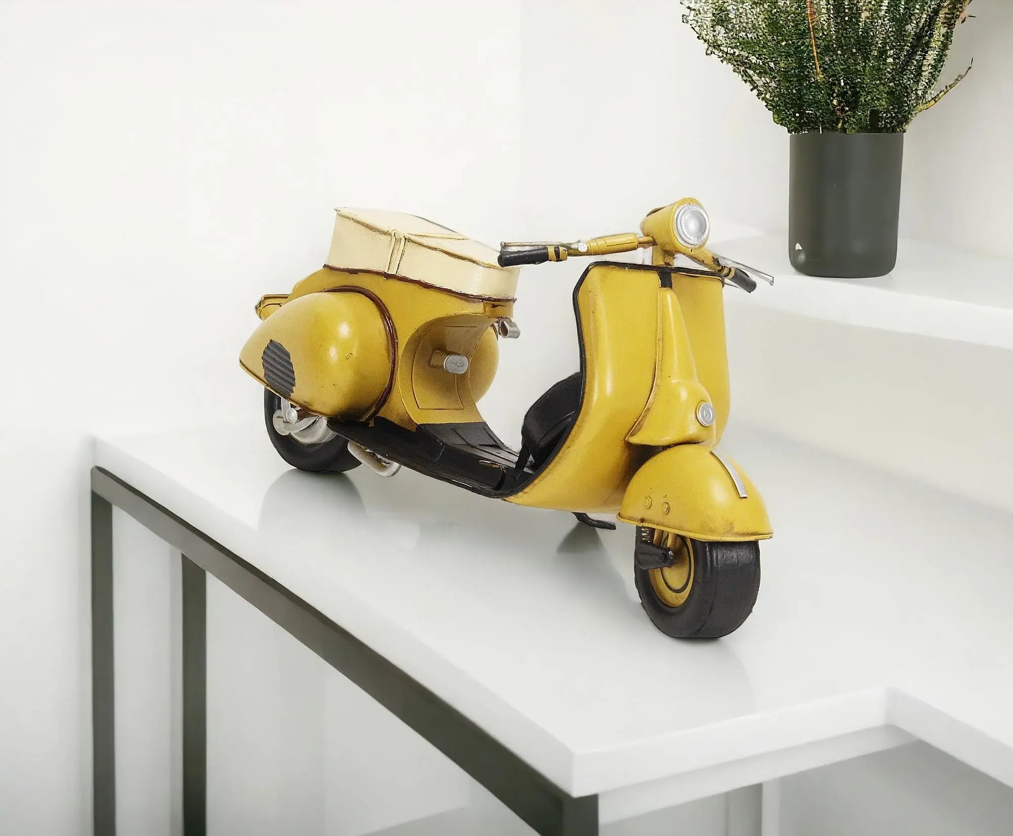 9" Yellow and Black Metal Hand Painted 1959 Yellow Scooter Model Motorcycle - Homeroots - Flyclothing LLC