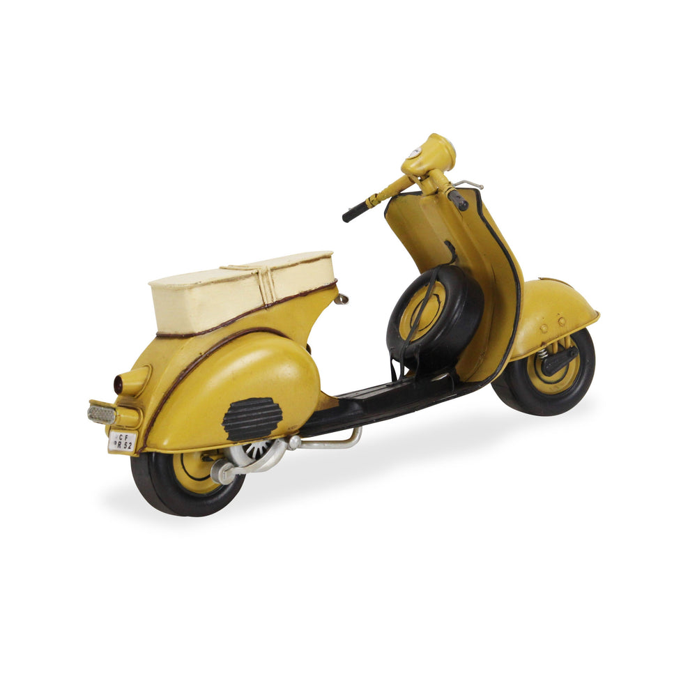 9" Yellow and Black Metal Hand Painted 1959 Yellow Scooter Model Motorcycle