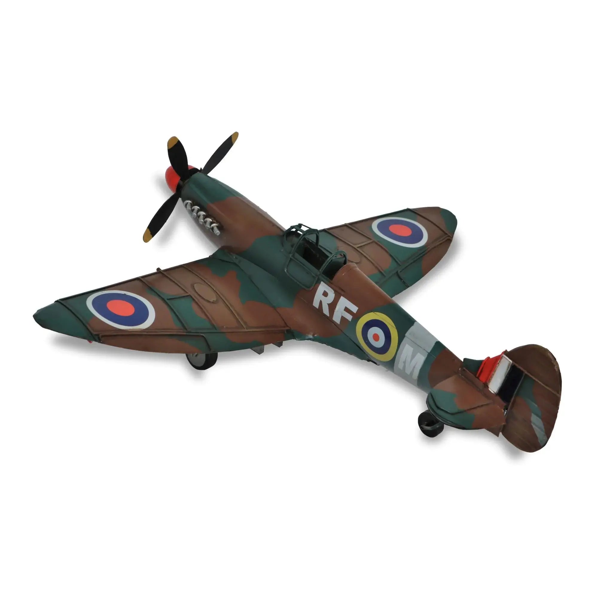 6" Green Metal Hand Painted 1940 Green and Brown Spit Fire Model Airplane - Homeroots - Flyclothing LLC