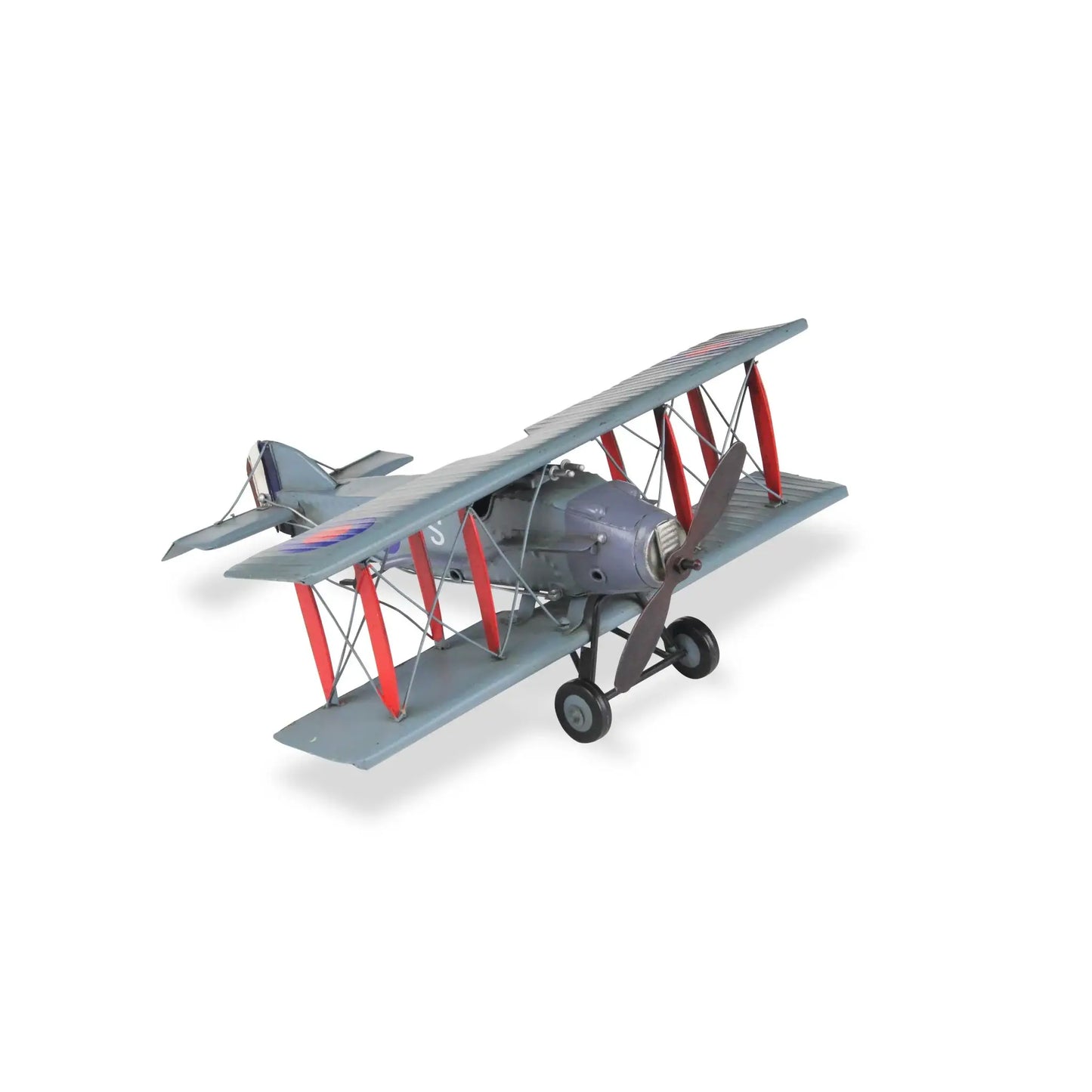 5" Red and Gray Metal Hand Painted 1916 Gray Bristol F28 Fighter Plane Model Airplane - Homeroots - Flyclothing LLC