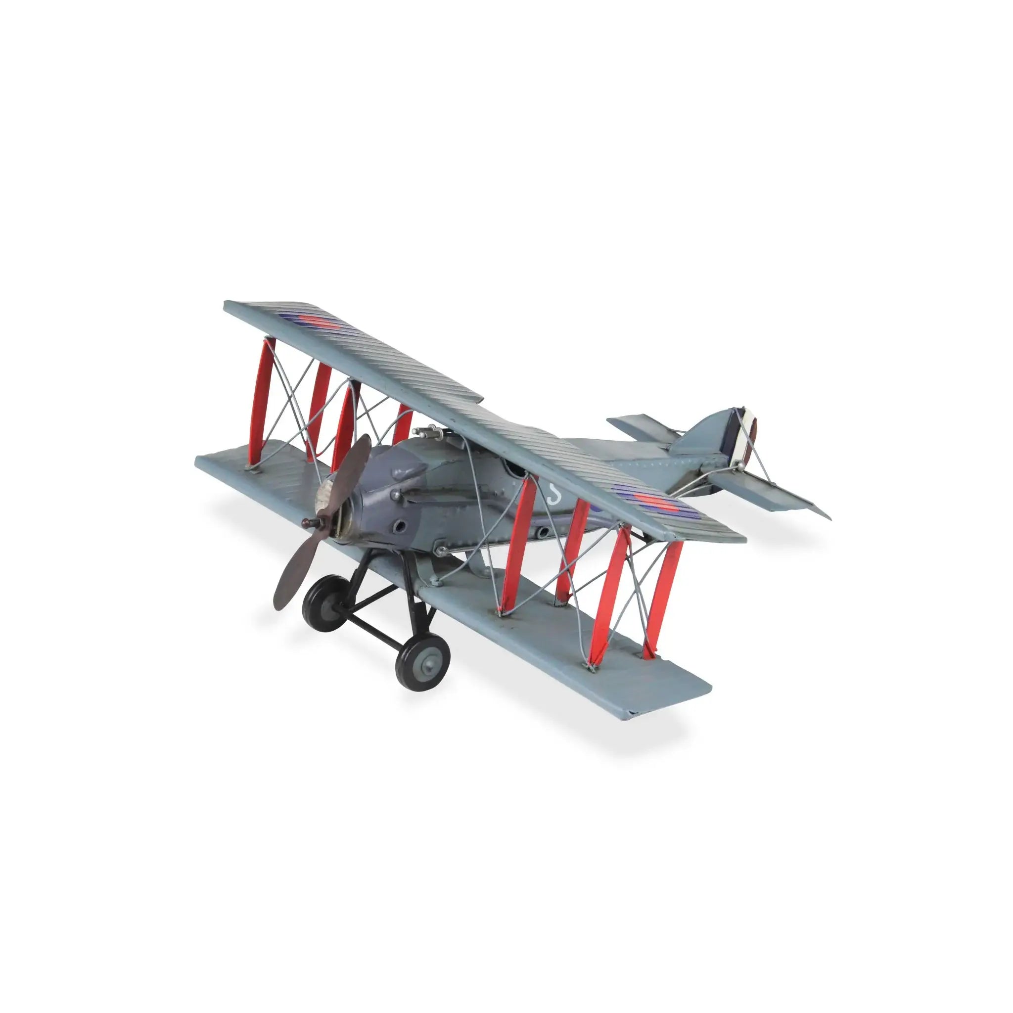5" Red and Gray Metal Hand Painted 1916 Gray Bristol F28 Fighter Plane Model Airplane - Homeroots - Flyclothing LLC
