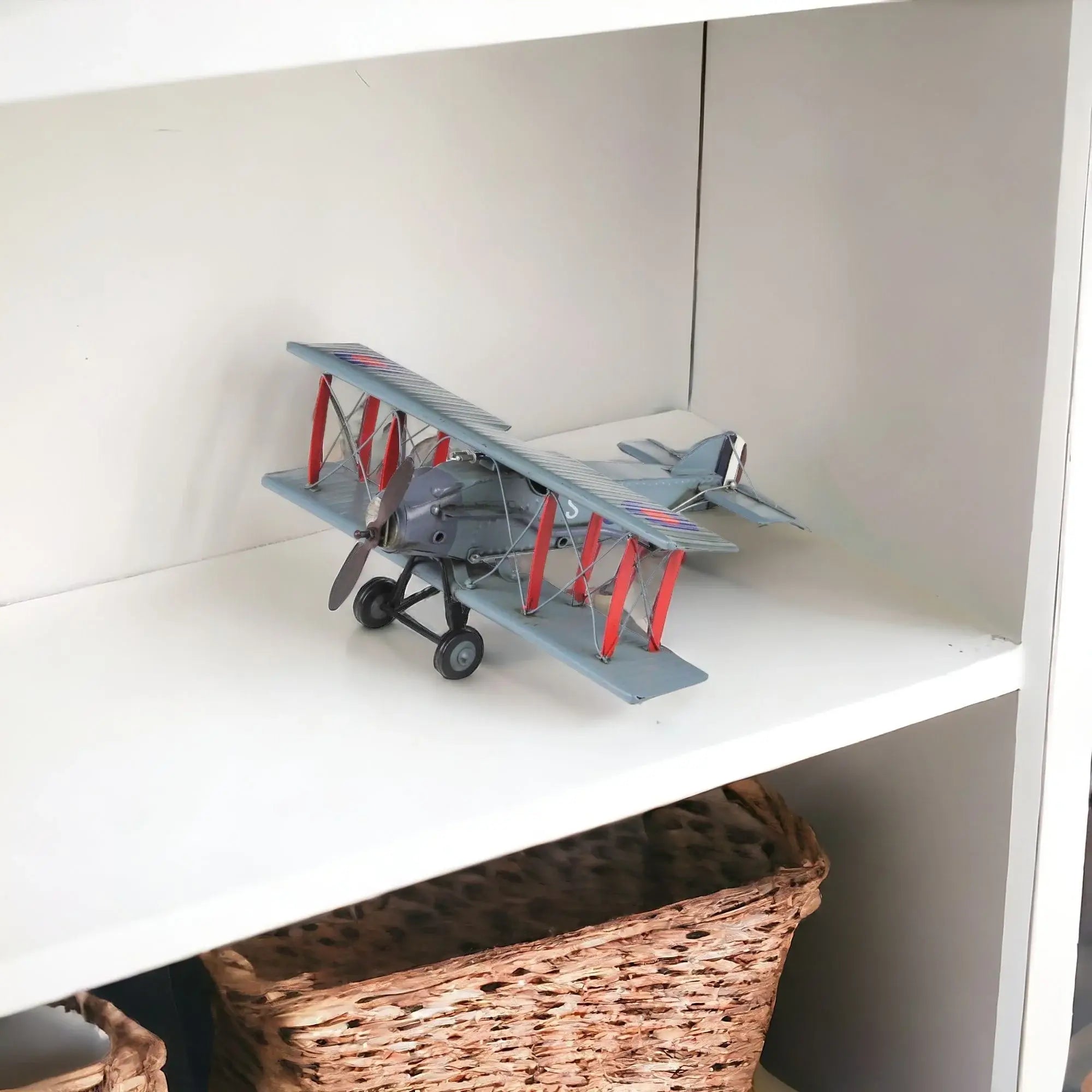 5" Red and Gray Metal Hand Painted 1916 Gray Bristol F28 Fighter Plane Model Airplane - Homeroots - Flyclothing LLC