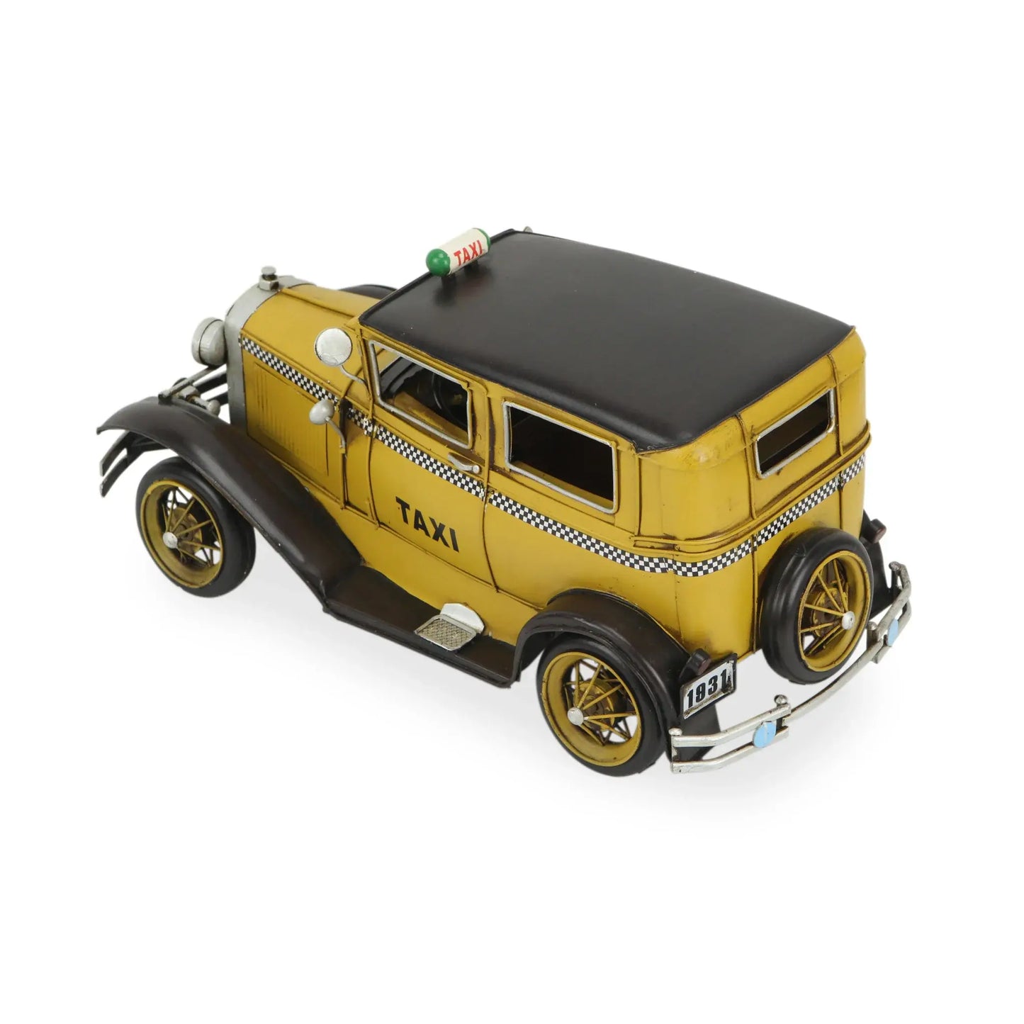 7" Yellow and Black Metal Hand Painted 1931 Yellow Taxi Model Car - Homeroots - Flyclothing LLC