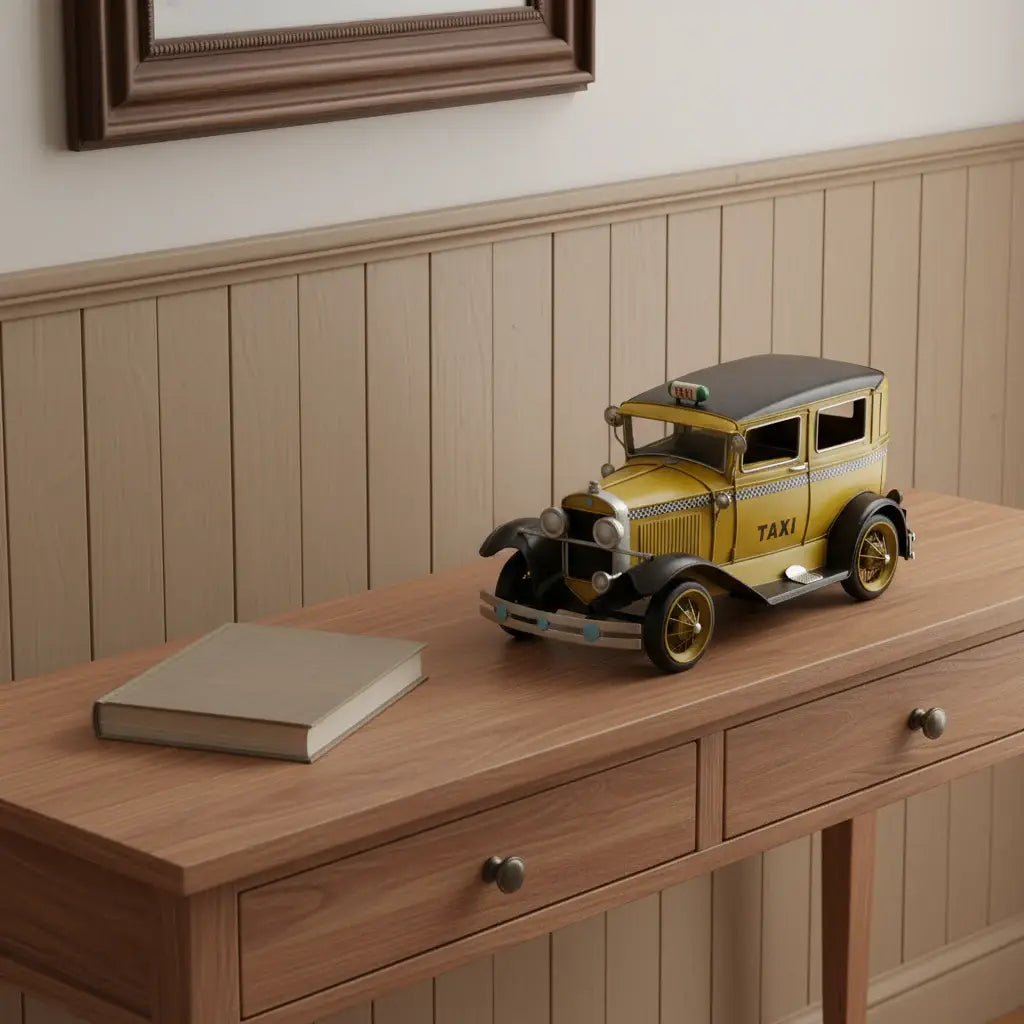 7" Yellow and Black Metal Hand Painted 1931 Yellow Taxi Model Car - Homeroots - Flyclothing LLC