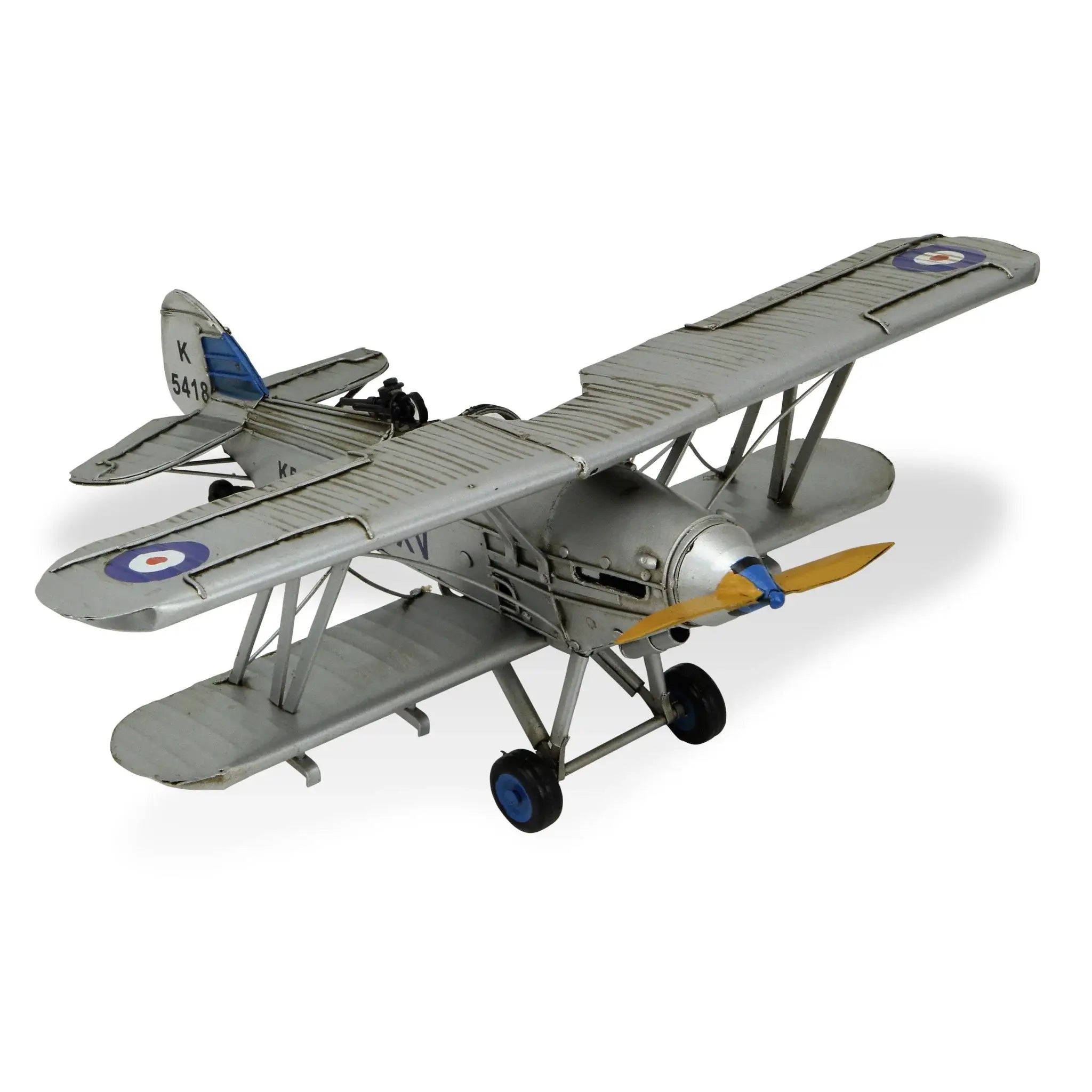 5" Blue and Gray Metal Hand Painted Model Airplane - Homeroots - Flyclothing LLC