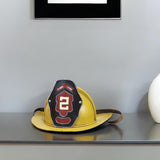 8" Yellow and Black Metal Fireman Hand Painted Figurine Tabletop Sculpture