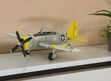 4" Yellow and Gray Metal Hand Painted P-47D Thunderbolt Model Airplane - Homeroots - Flyclothing LLC