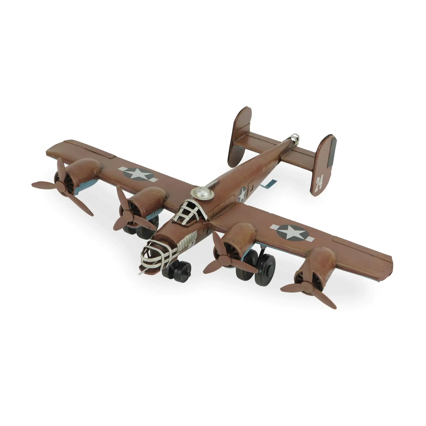 3" Brown and Silver Metal Hand Painted 1941 "B-24" Liberator Model Airplane - Homeroots - Flyclothing LLC
