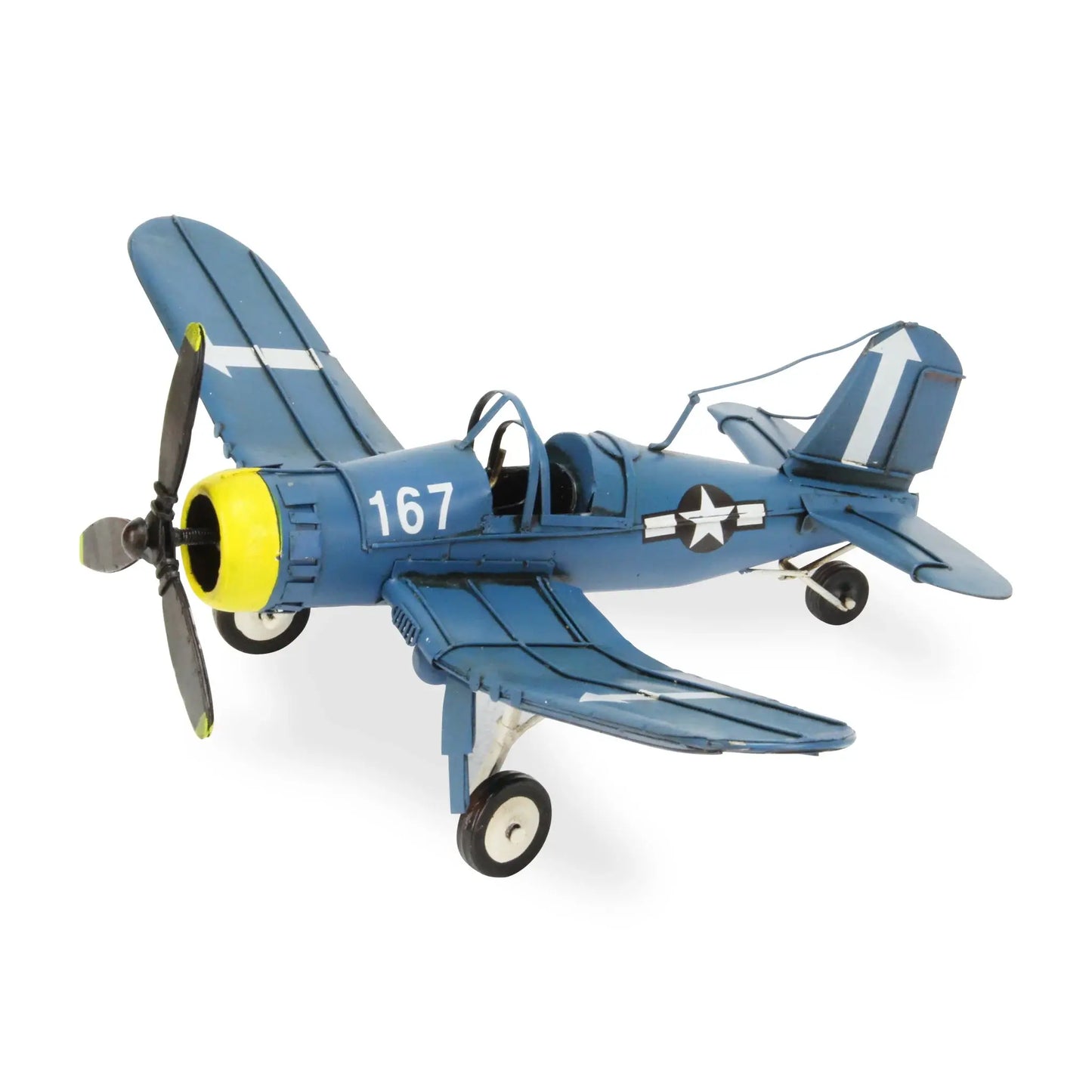 5" Blue and Yellow Metal Hand Painted Model Airplane - Homeroots - Flyclothing LLC