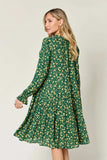 Double Take Full Size Printed Ruffle Hem Long Sleeve Tiered Dress - Trendsi - Flyclothing LLC