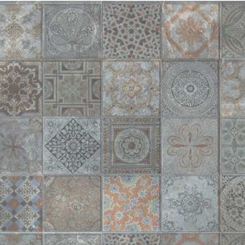 2' X 5' Brown And Gray Mosaic Tile Printed Vinyl Area Rug with UV Protection - Homeroots - Flyclothing LLC