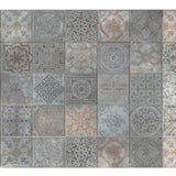 2' X 5' Brown And Gray Mosaic Tile Printed Vinyl Area Rug with UV Protection - Homeroots