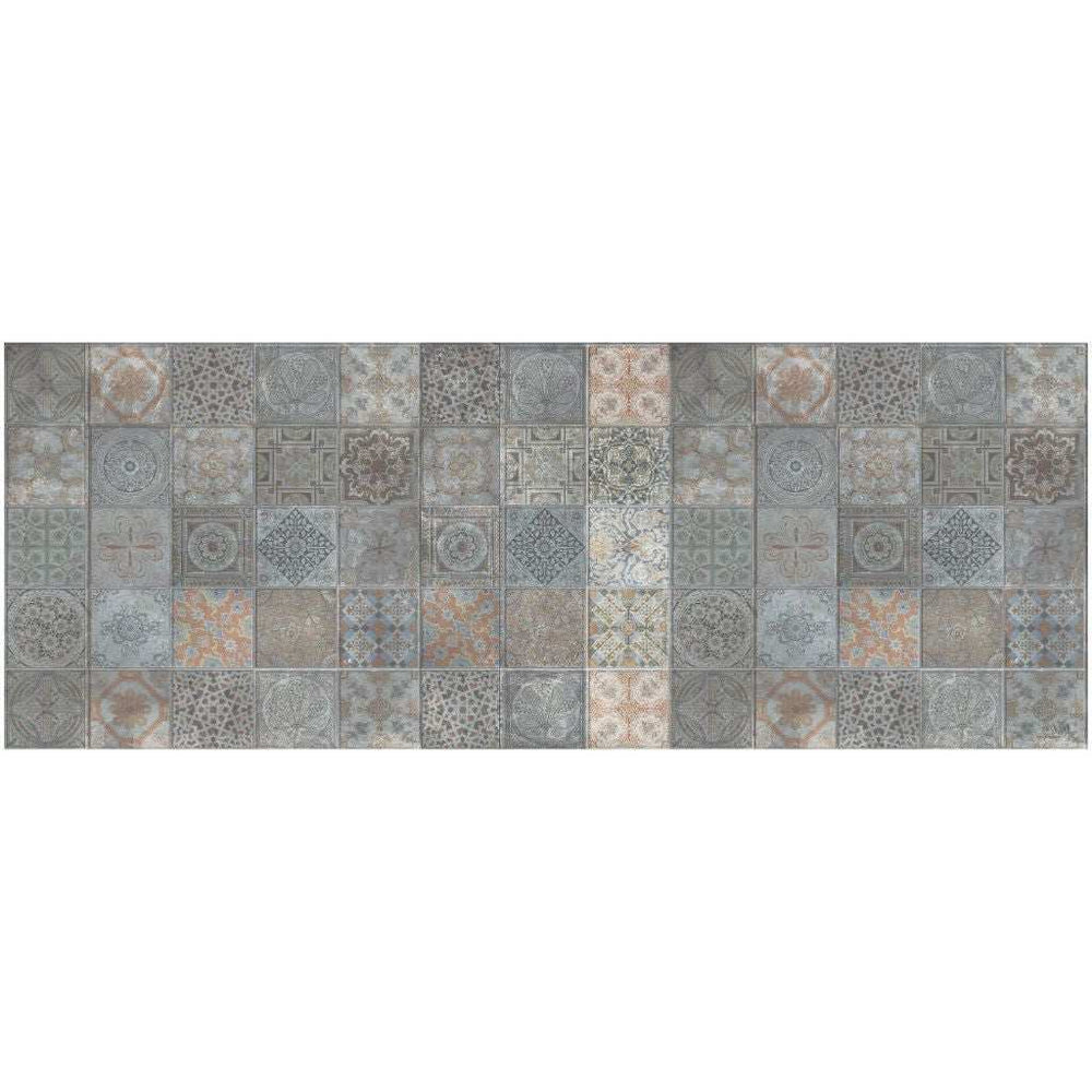 2' X 5' Brown And Gray Mosaic Tile Printed Vinyl Area Rug with UV Protection - Homeroots - Flyclothing LLC