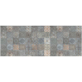 2' X 5' Brown And Gray Mosaic Tile Printed Vinyl Area Rug with UV Protection