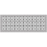 2' X 5' Dark Gray And White Tile Printed Vinyl Area Rug with UV Protection