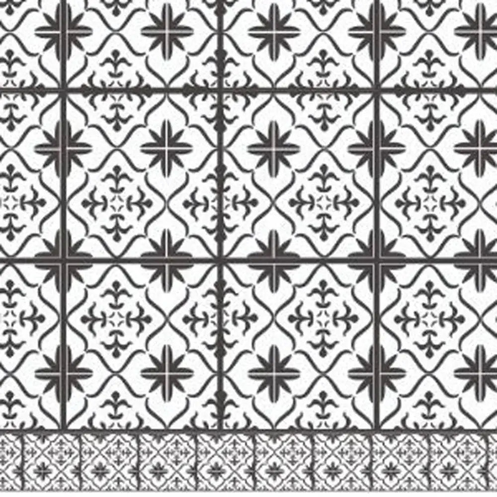 2' X 5' Dark Gray And White Tile Printed Vinyl Area Rug with UV Protection - Homeroots - Flyclothing LLC