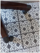 2' X 5' Dark Gray And White Tile Printed Vinyl Area Rug with UV Protection - Homeroots - Flyclothing LLC