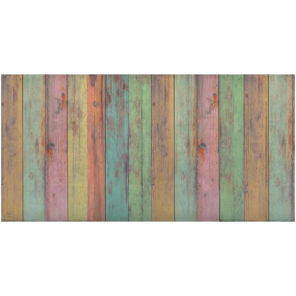 2' X 4' Distressed Aqua Green And Pink Printed Vinyl Area Rug With UV Protection - Homeroots - Flyclothing LLC