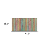 2' X 4' Distressed Aqua Green And Pink Printed Vinyl Area Rug With UV Protection - Homeroots - Flyclothing LLC