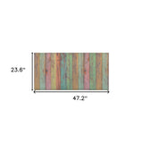 2' X 4' Distressed Aqua Green And Pink Printed Vinyl Area Rug With UV Protection - Homeroots - Flyclothing LLC