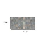 2' X 4' Brown And Gray Mosaic Tile Printed Vinyl Area Rug with UV Protection - Homeroots - Flyclothing LLC