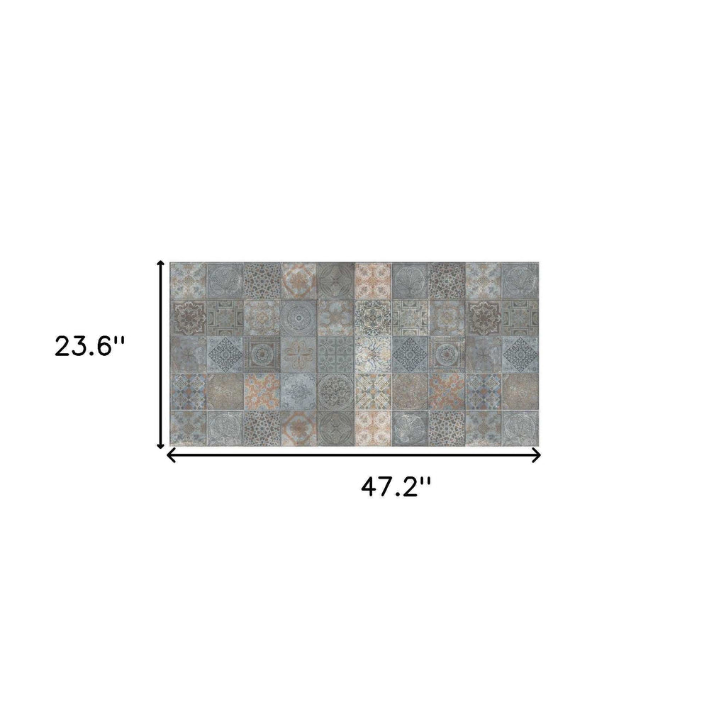 2' X 4' Brown And Gray Mosaic Tile Printed Vinyl Area Rug with UV Protection - Homeroots - Flyclothing LLC