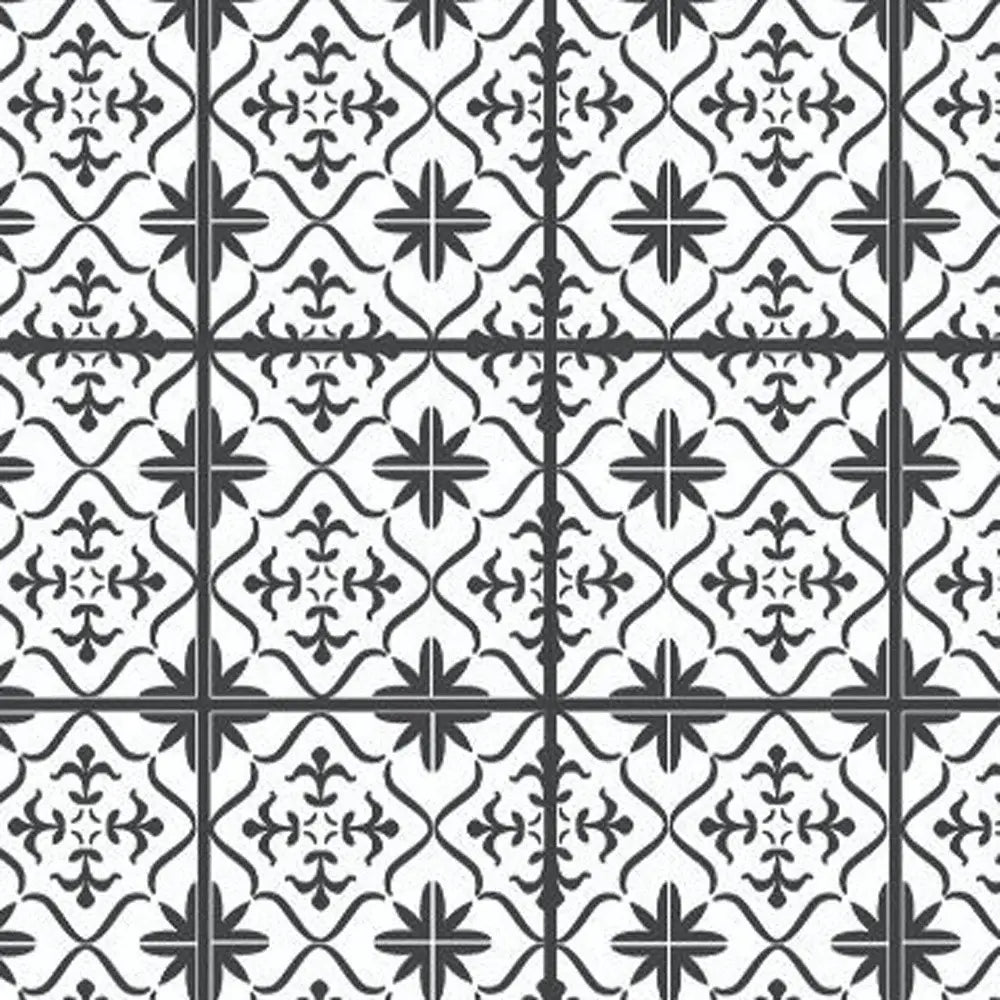 2' X 4' Dark Gray And White Tile Printed Vinyl Area Rug with UV Protection - Homeroots - Flyclothing LLC