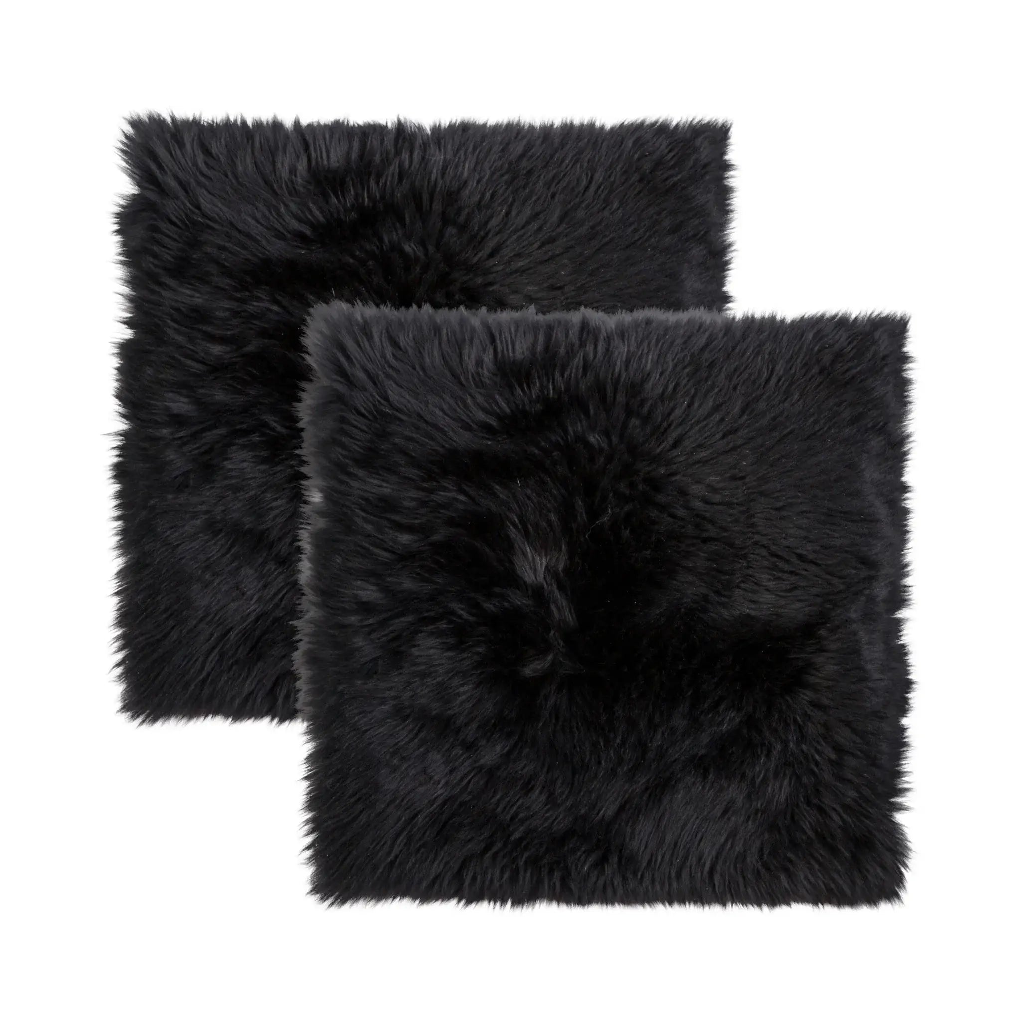 Set Of Two 17" X 17" Black Wool Chair Pads - Homeroots - Flyclothing LLC
