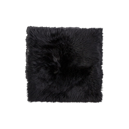 Set Of Two 17" X 17" Black Wool Chair Pads