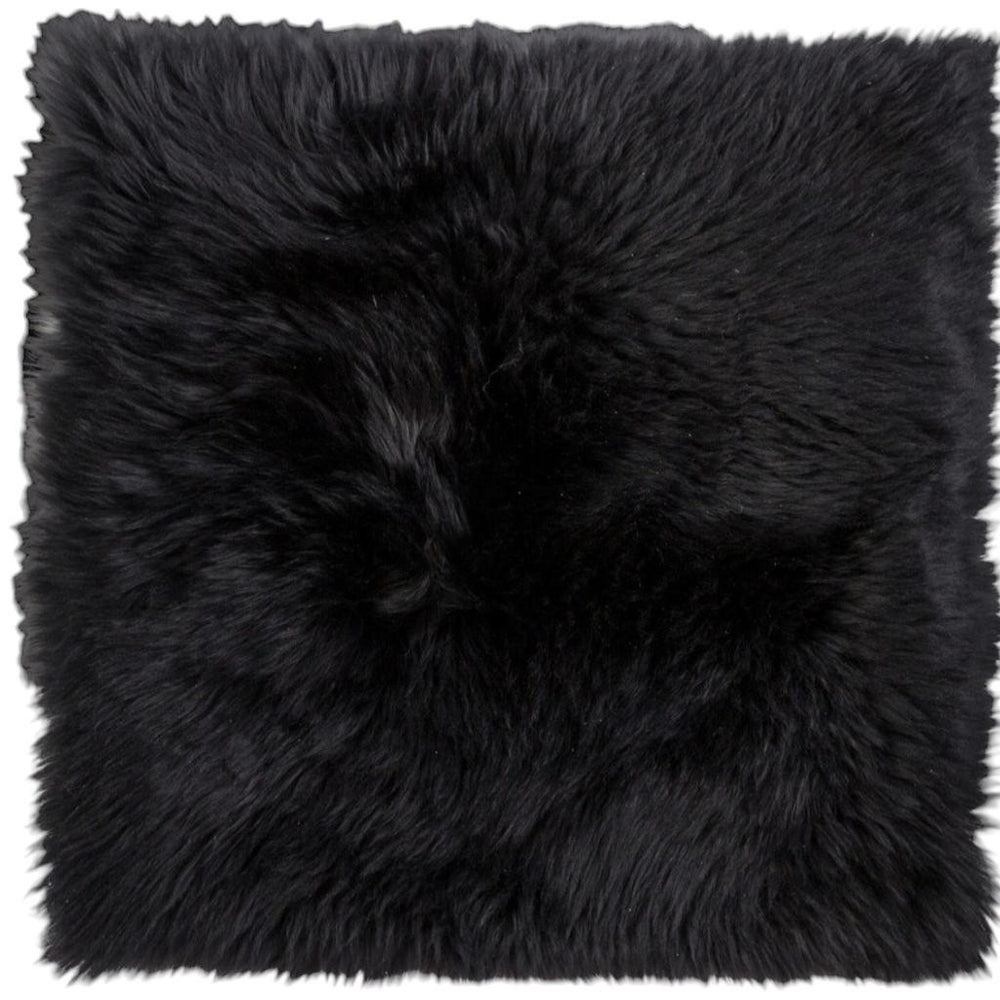 Set Of Two 17" X 17" Black Wool Chair Pads