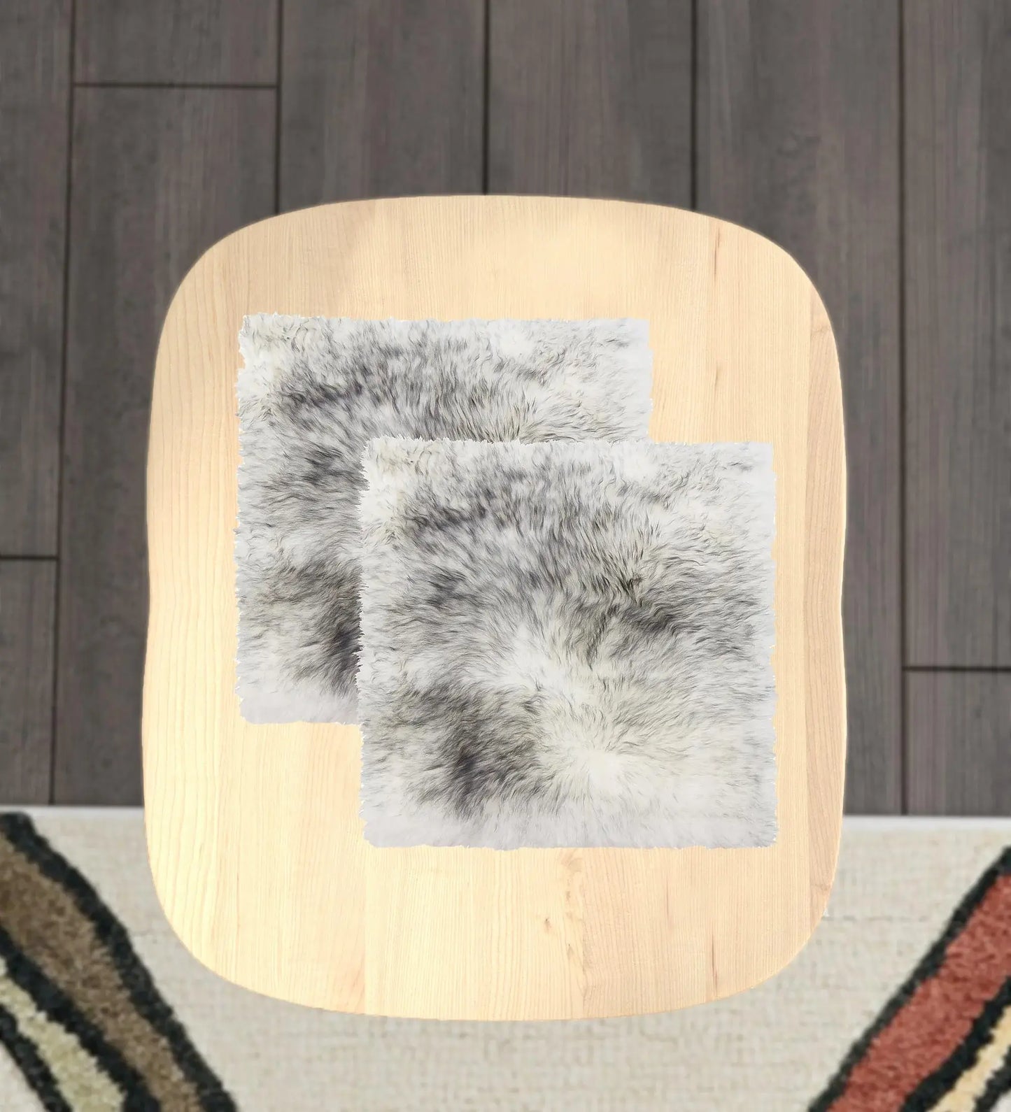 Set Of Two 17" X 17" Gradient Grey Wool Chair Pads - Homeroots - Flyclothing LLC