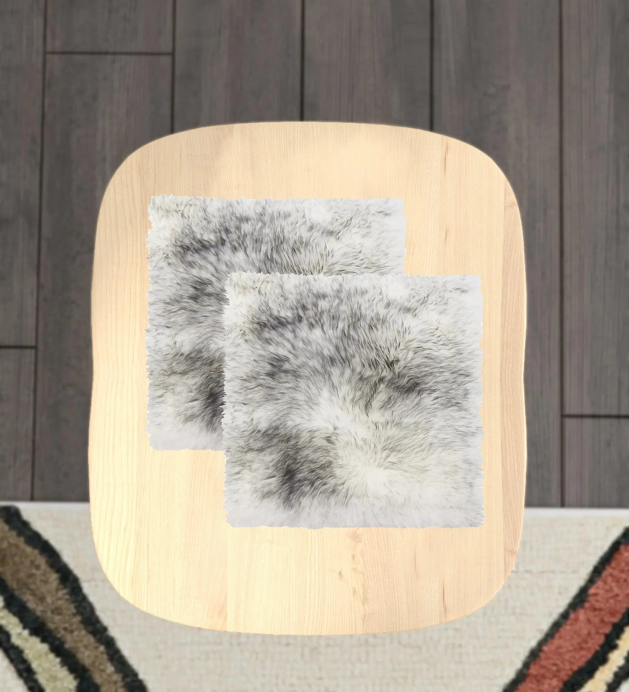 Set Of Two 17" X 17" Gradient Grey Wool Chair Pads - Homeroots - Flyclothing LLC
