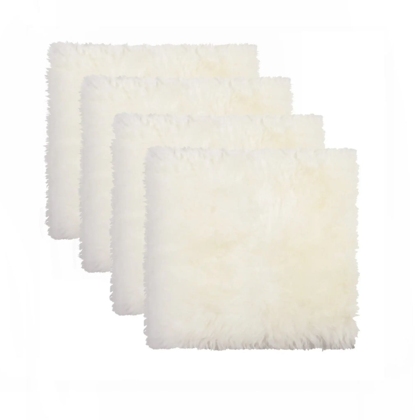 Set Of Four 17" X 17" Natural Wool Solid Color Chair Pads - Homeroots - Flyclothing LLC