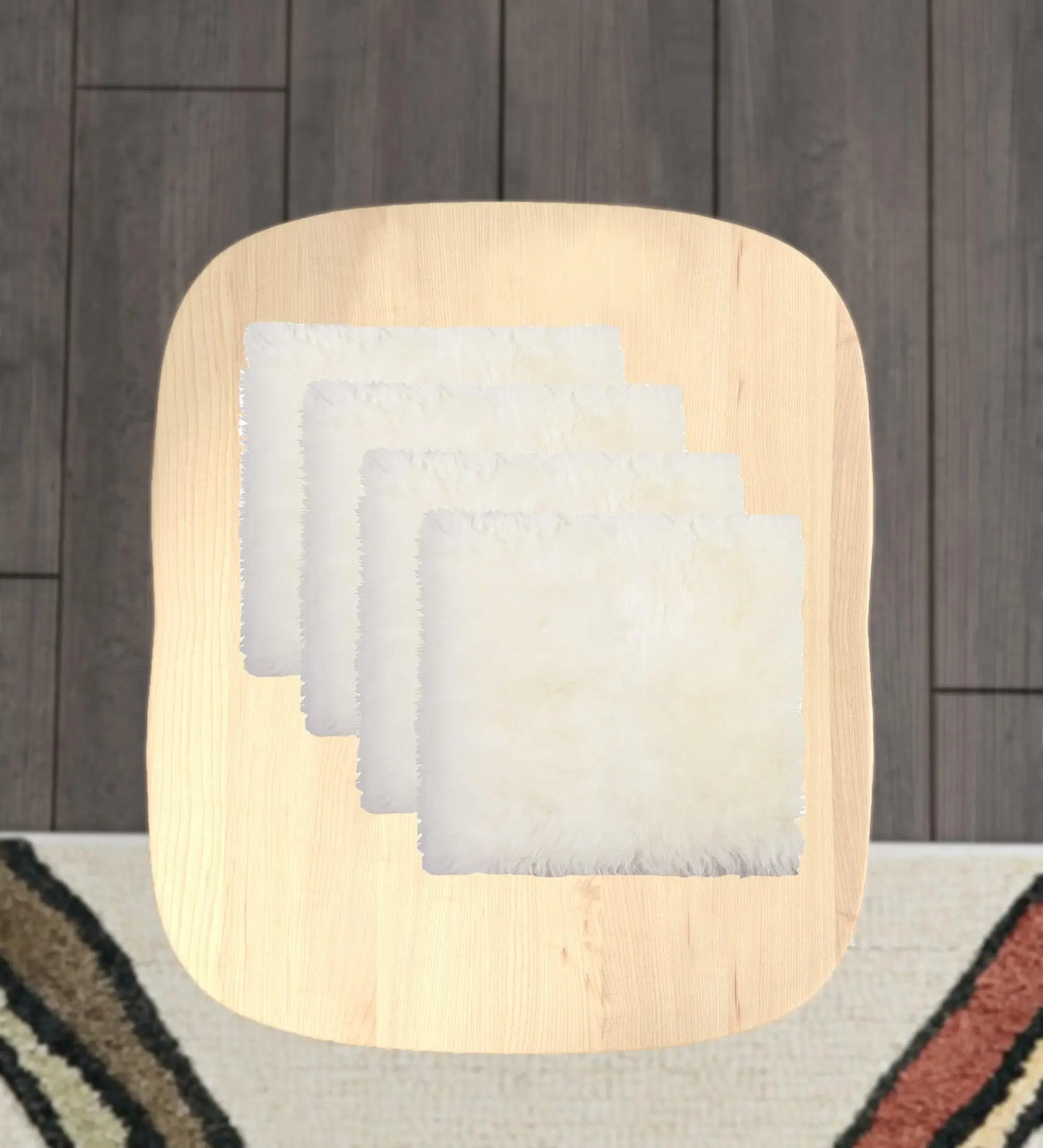 Set Of Four 17" X 17" Natural Wool Solid Color Chair Pads - Homeroots - Flyclothing LLC