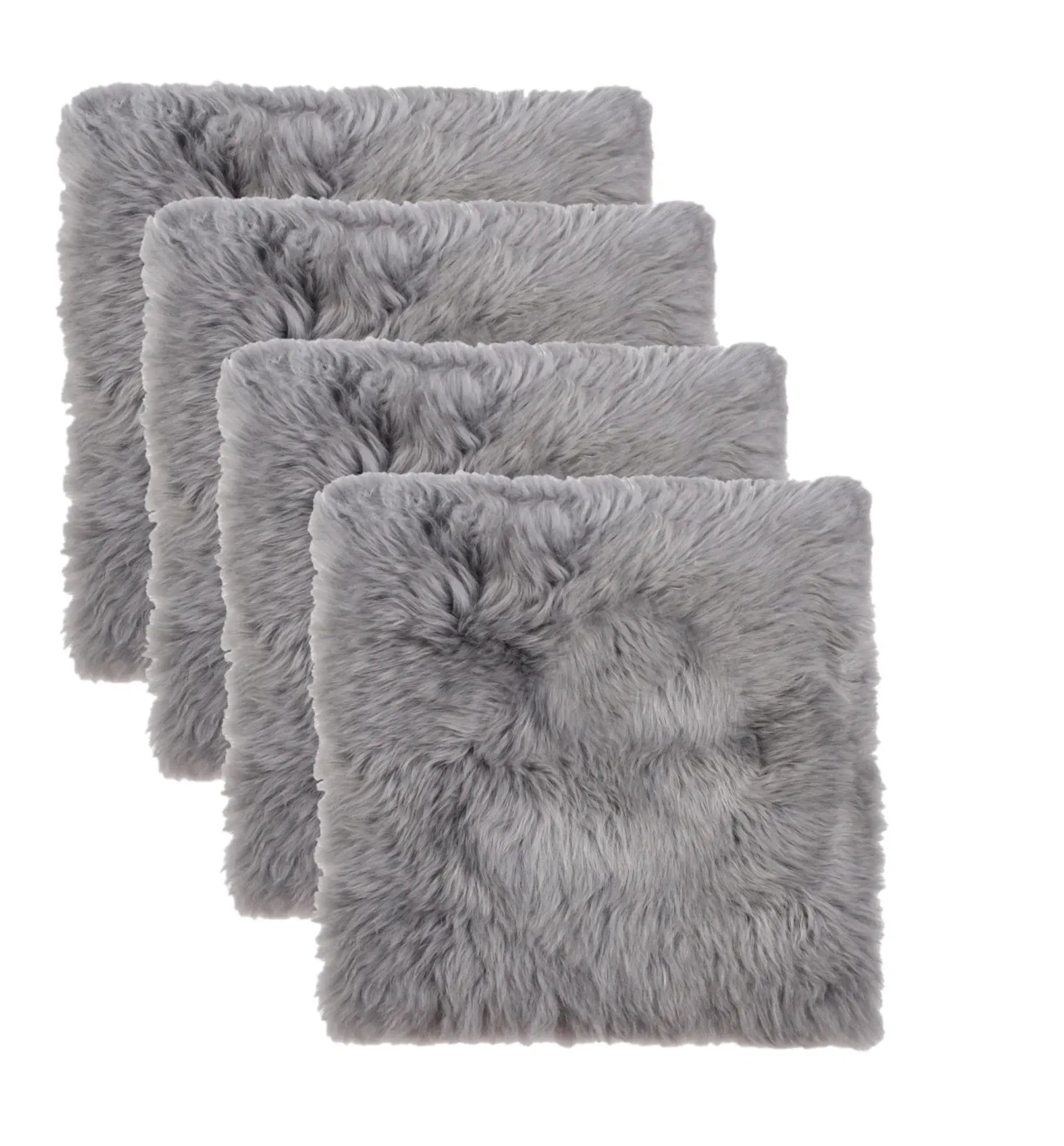 Set Of Four 17" X 17" Grey Wool Chair Pads - Homeroots - Flyclothing LLC