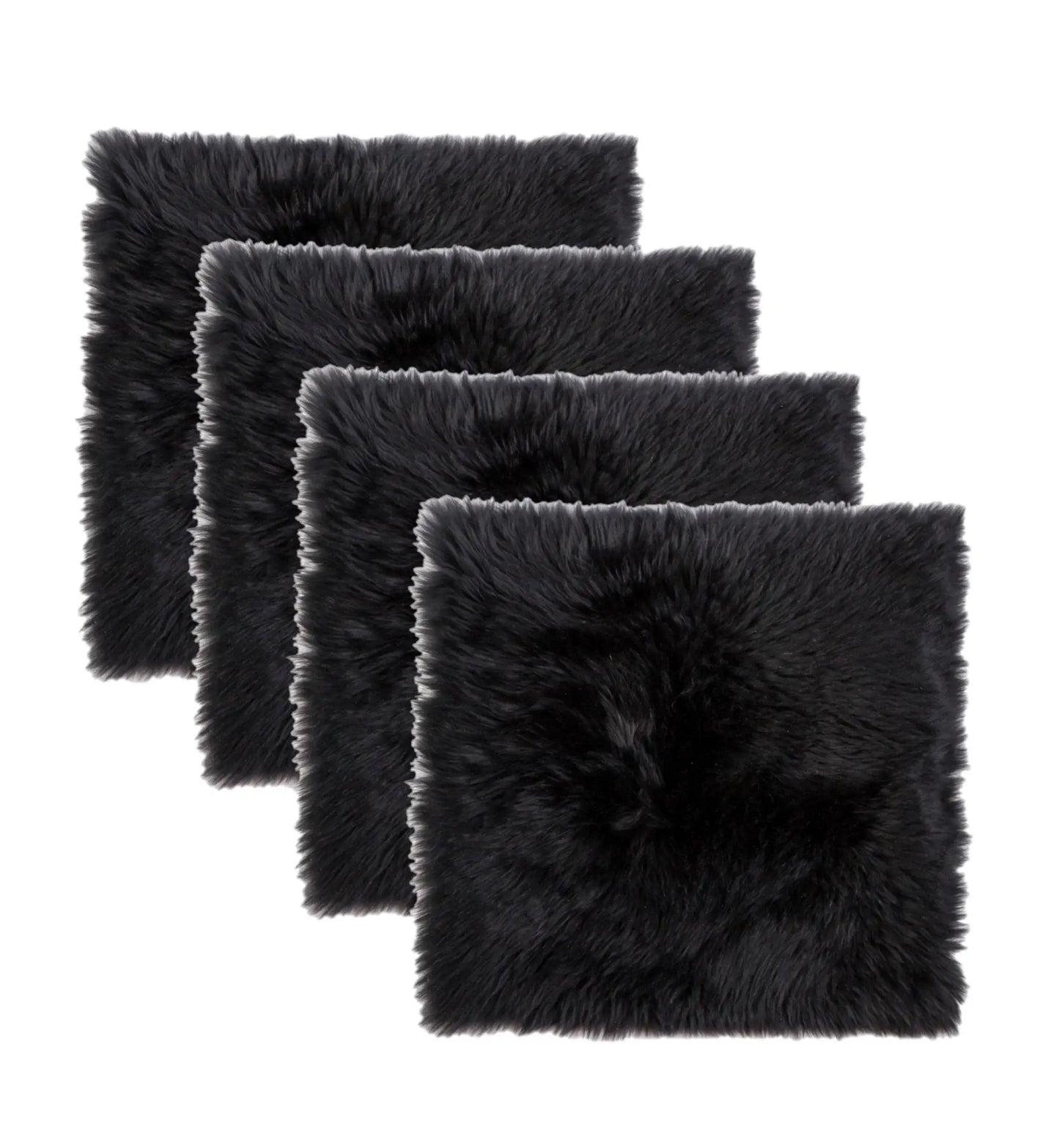 Set Of Four 17" X 17" Black Wool Chair Pads - Homeroots - Flyclothing LLC