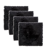 Set Of Four 17" X 17" Black Wool Chair Pads - Homeroots - Flyclothing LLC