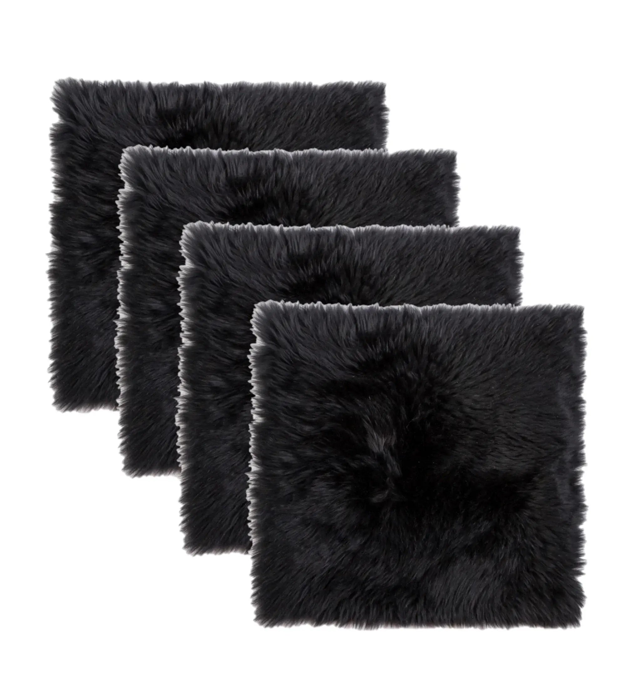 Set Of Four 17" X 17" Black Wool Chair Pads - Homeroots - Flyclothing LLC