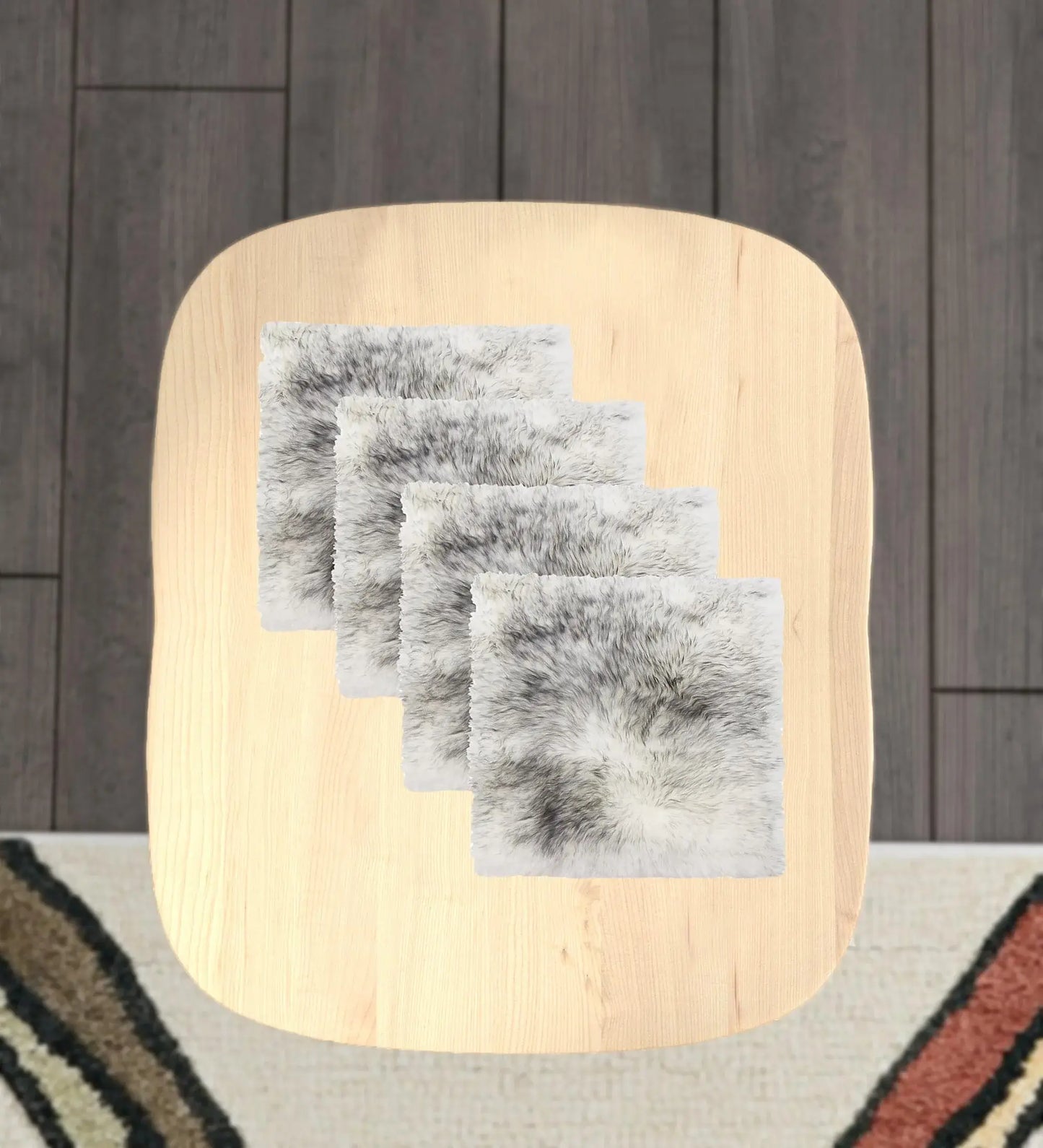 Set Of Four 17" X 17" Gradient Grey Wool Chair Pads - Homeroots - Flyclothing LLC