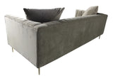 90" Gray Brown Velvet Sofa And Toss Pillows With Gold Legs - Homeroots - Flyclothing LLC