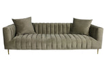 90" Gray Brown Velvet Sofa And Toss Pillows With Gold Legs - Homeroots - Flyclothing LLC