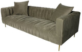 90" Gray Brown Velvet Sofa And Toss Pillows With Gold Legs - Homeroots - Flyclothing LLC