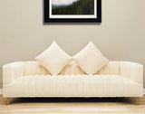 90" Ivory Velvet Sofa And Toss Pillows With Gold Legs - Homeroots - Flyclothing LLC